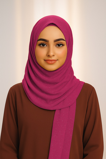 Georgette Glitter - Bright Red