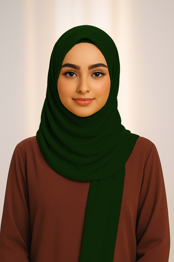 Georgette Glitter - Deep Emerald Green