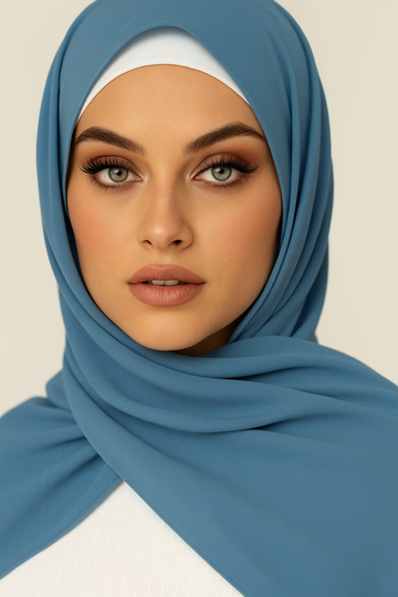 Plain Georgette - Dusty Blue