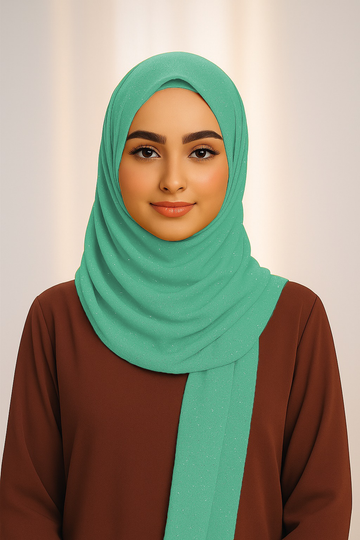 Georgette Glitter - Mint Green