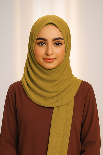 Georgette Glitter - Mustard Yellow