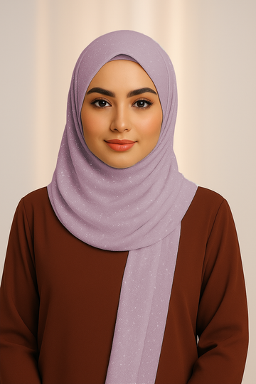 Georgette Glitter - Muted Muave Pink