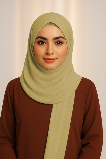 Georgette Glitter - Muted Mustard