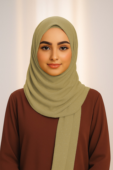 Georgette Glitter - Olive Yellow