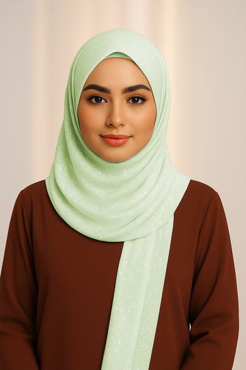 Georgette Glitter - Pale Cream Yellow