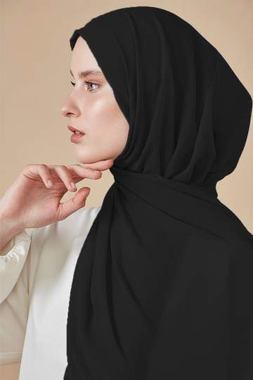 Metallic Chiffon Pure Black