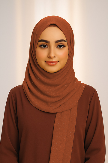 Georgette Glitter - Rust Orange Fabric