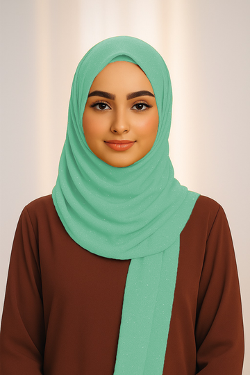 Georgette Glitter - Soft Teal