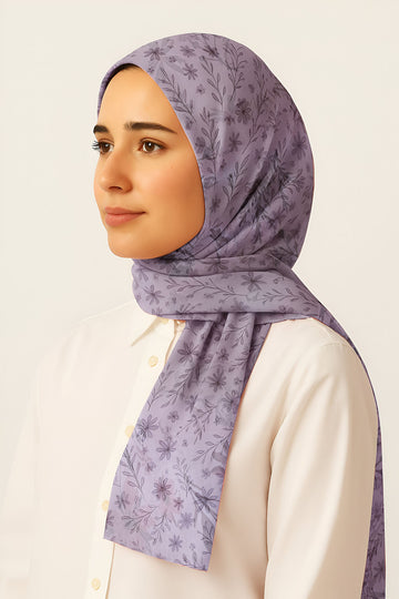 Floral Lawn hijab - Muted Lavender