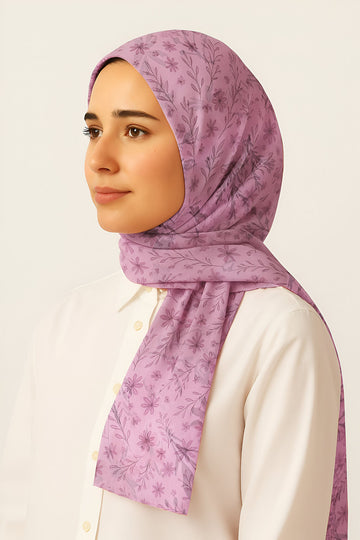 Floral Lawn hijab - Rose Pink