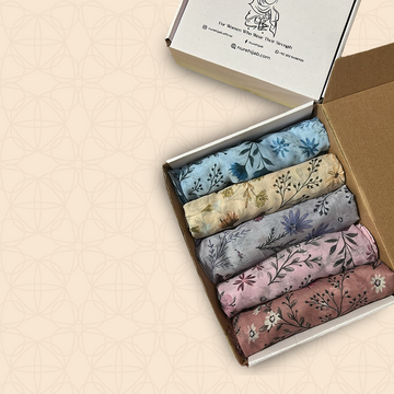 Floral Lawn Hijab Custom Box Of 5
