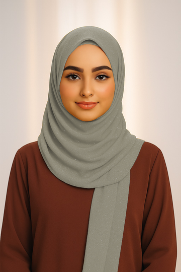 Georgette Glitter - Cool Grey