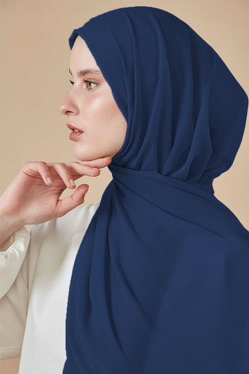 Metallic Chiffon Deep Blue