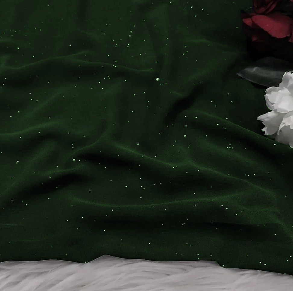 Georgette Glitter - Deep Emerald Green