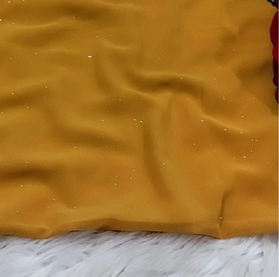 Georgette Glitter - Mustard Yellow