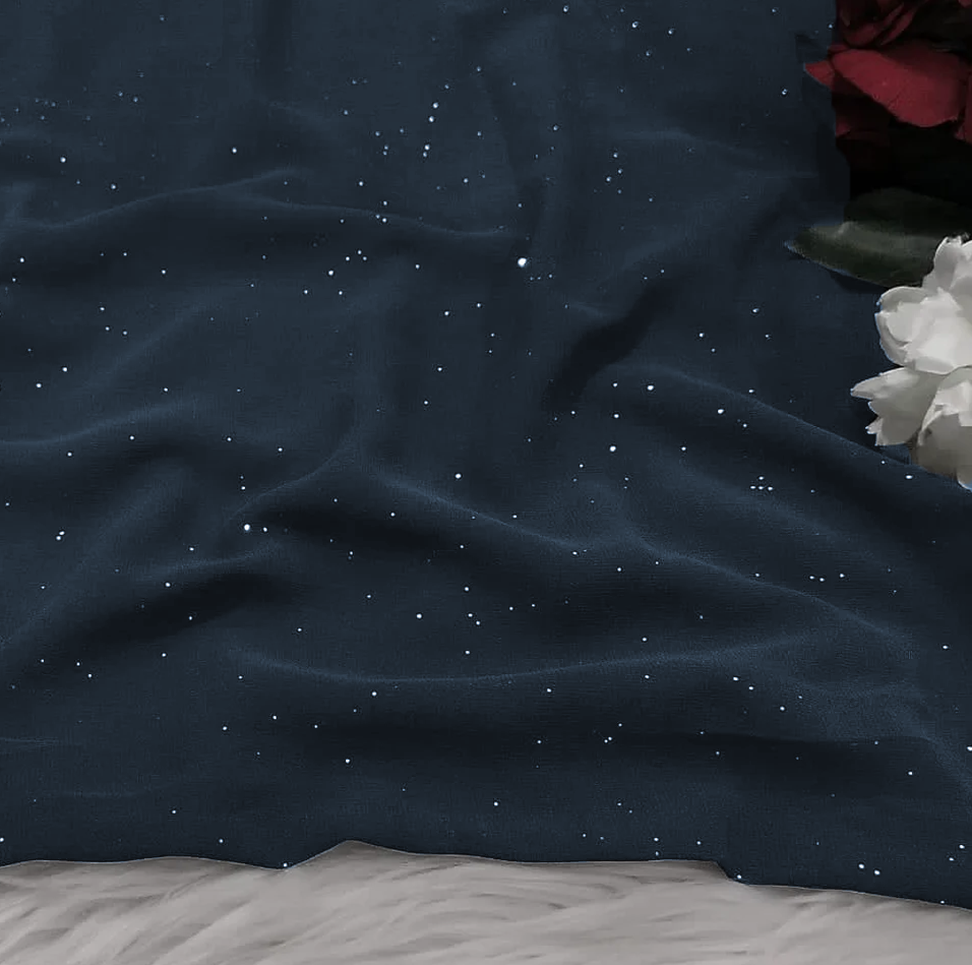 Georgette Glitter - Navy Blue