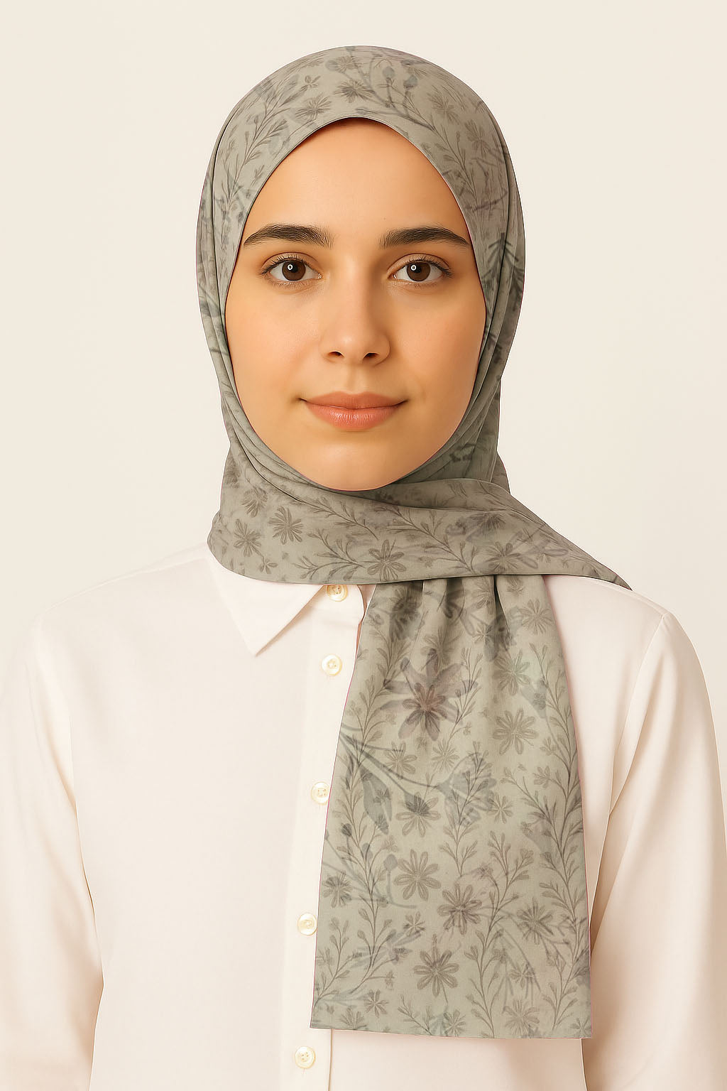 Floral Lawn hijab - Creamy Floral