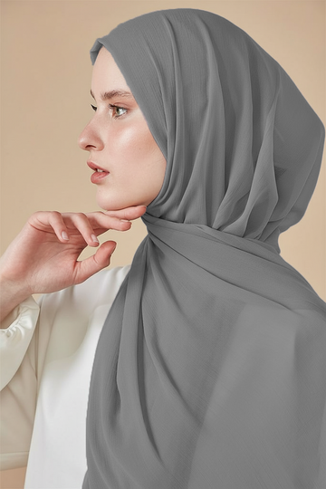 Metallic Chiffon Charcoal Grey