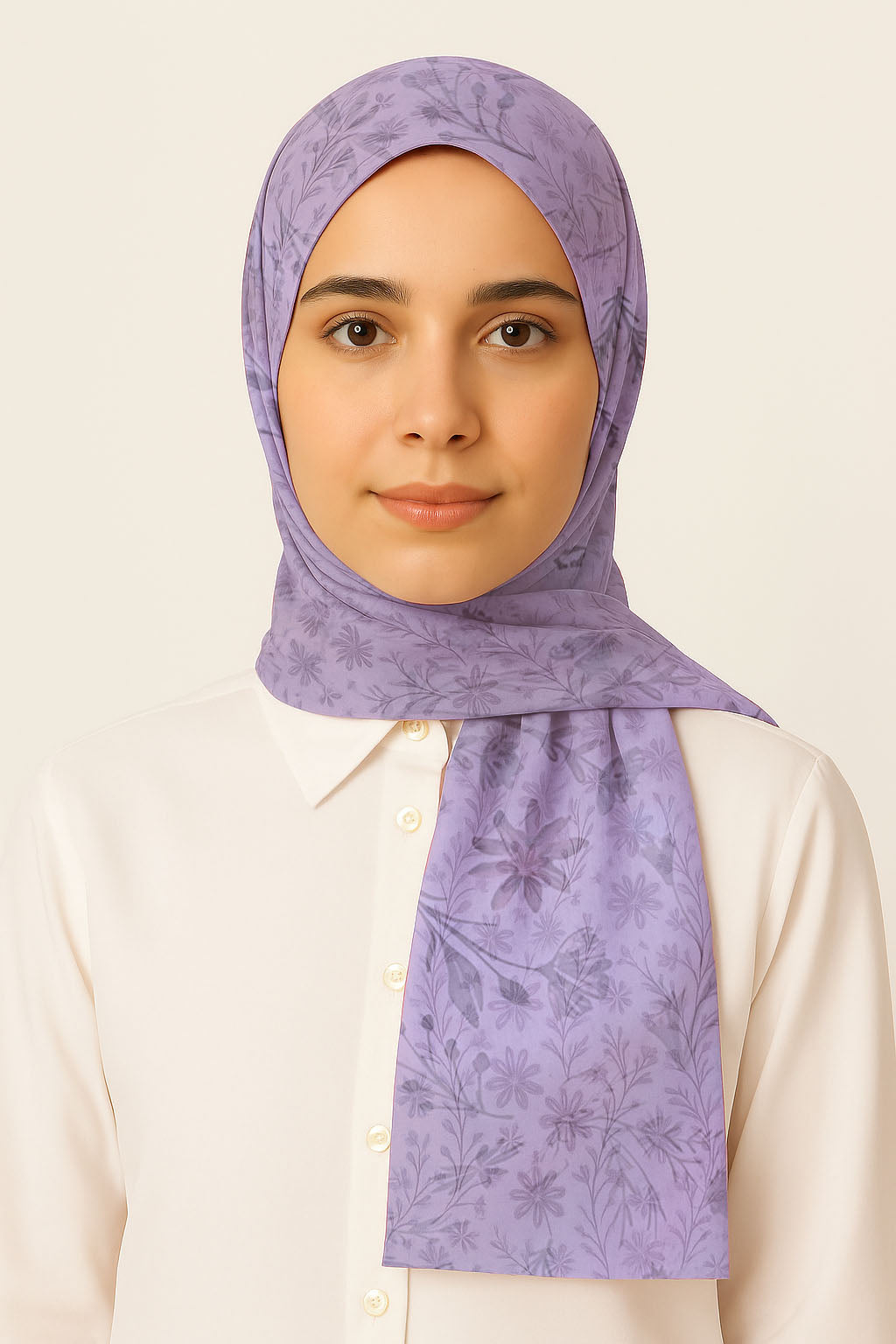 Floral Lawn hijab - Muted Lavender